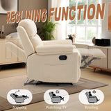 Korser Recliner Chair, Small Recliners for Small Spaces, Upholstered Manual Recliner with Side Pockets, Comfy Corduroy Chairs for Living Room, Bedroom, Reading, Beige Korser