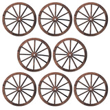 8 Pieces Wooden Wagon Wheel Wall Decor 10 Inches Old Western Wood Wall Art Farmhouse, Rustic Yard Decor Wood Hanging Decorative Wheels for Garden Home Bar Garage Qunclay