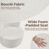 Yaheetech Swivel Barrel Accent Chair, 360 Degree Swivel Round Chairs with Removable Throw Pillow, Soft Boucle Single Arm Sofa for Living Room Bedroom Reading, White Yaheetech