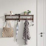 VERTORGAN Coat Hooks, Wood Rack Wall-Mounted, 31.5 Inch Entryway Shelf with 10 Hooks (Brown) VERTORGAN