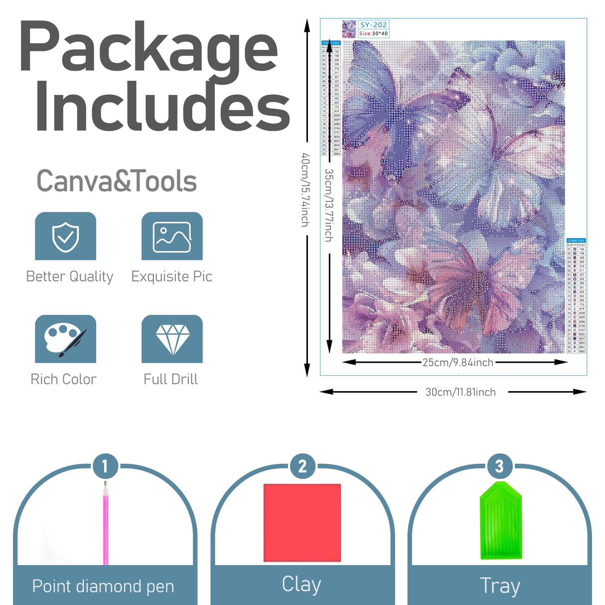 JOASURA Butterfly Diamond Art Kits for Adults,DIY Flowers Diamond Painting Round Full Drill 12x16in,5D Diamond Dots Art for Beginning Home Wall Decor JOASURA