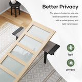 ROYMELO 30x84 inch Glass Sliding Barn Door Slab with 5ft Hardware Kit Included, 5-Panel Frosted Glass, Spruce Wood Support DIY Dyeing, Easy Assembly ROYMELO