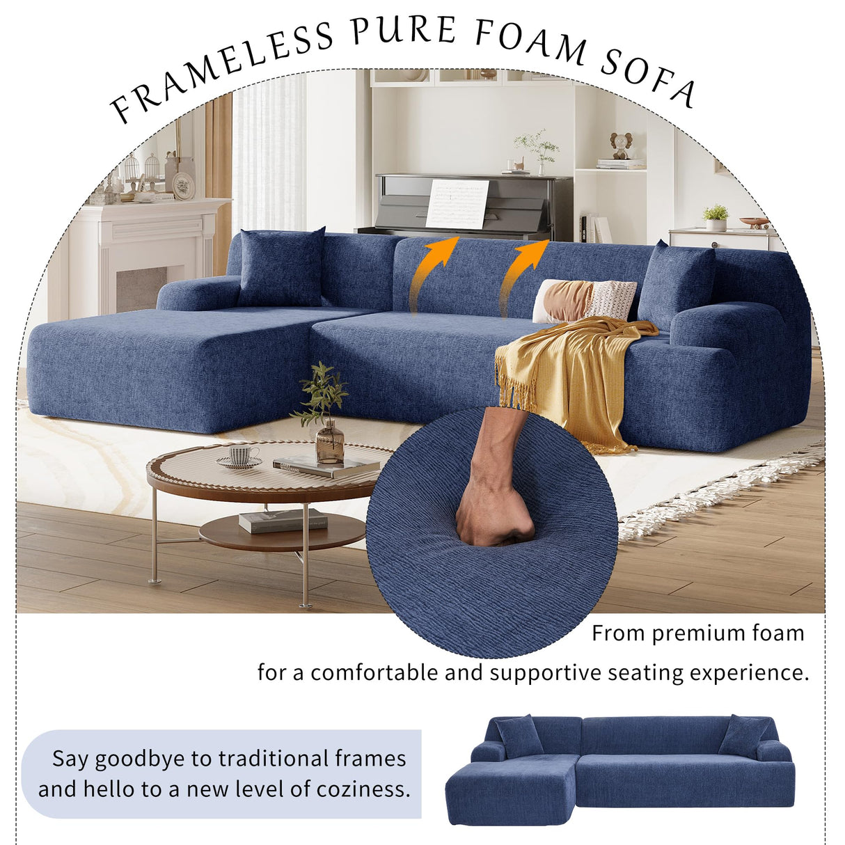 Merax L-Shape Modular Sectional Sofa Couch for Living Room,Modern Upholstered Sectional Couch 2 Piece Free Combination Sofa for Living Room Merax