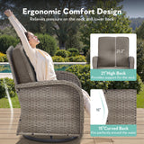 Artfurniz Outdoor Swivel Glider Rocker Chairs Set of 4 - Wicker Patio Furniture Set All Weather Patio Conversatio Sets with 2 Tempered Glass Side Table for Deck Backyard - Grey Wicker Grey Cushion Artfurniz