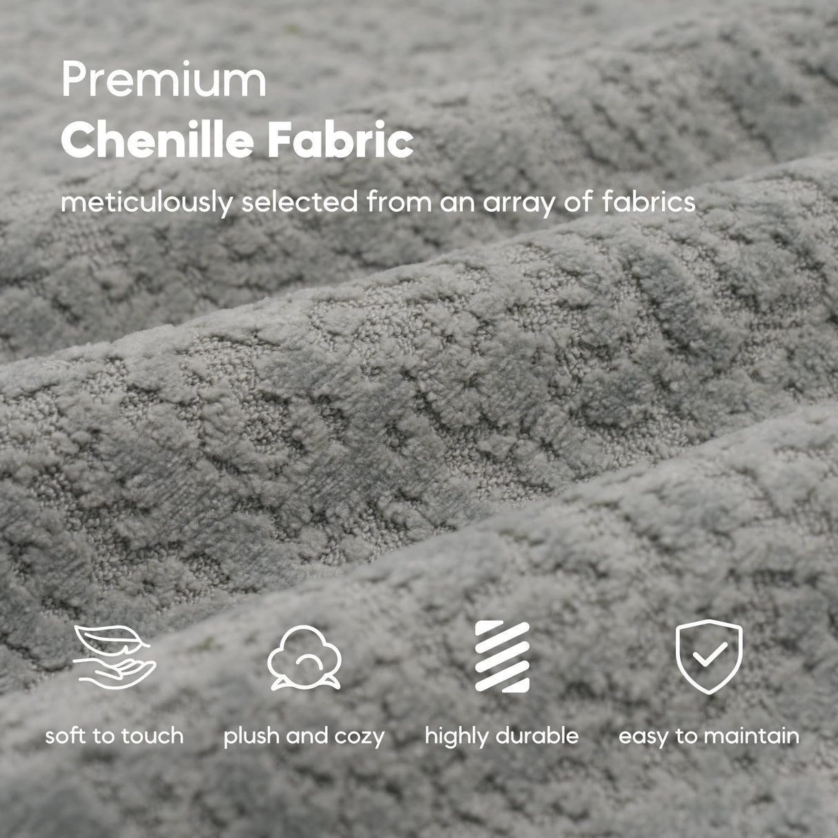 Yoglad 105.6‘’ 4-Seat Modern Curved Chenille Sofa, No Assembly Needed Minimalist Floor Loveseat Sofa, Comfy Upholstered Couch, Compression Sofa for Living Room Apartment Studio Office (Grey) Yoglad