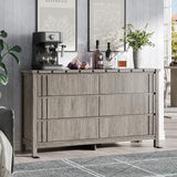 Maupvit Farmhouse 6 Drawers Dresser for Bedroom,55" Fluted Chest of Drawers with Storage Freestanding,Wooden Dresser TV Stand,Closet Clothes Storage Drawer Organizer for Living Room,Entryway,Hallway Maupvit