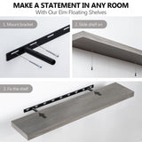 Fun Memories 48 Inch Fireplace Mantel Shelf, Wood Floating Shelves Wall Mounted, Wall Shelves with Invisible Bracket for Living Room Bathroom Bedroom Kitchen, Set of 1 (Grey, 48"x 8") Fun Memories