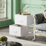 WLIVE White Nightstand, 2 Drawer Dresser for Bedroom, Small Night Stand with Fabric Drawers, Bedside Furniture, End Table for Bedroom, Closet, Entryway, College Dorm WLIVE