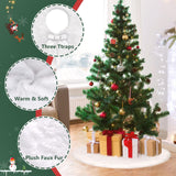 TranquilBliss Christmas Tree Skirt, Fur Burlap Christmas Tree Decorations, Farmhouse Christmas Decor Xmas Holiday Home Party Decorations Indoor Outdoor, 36in White TranquilBliss