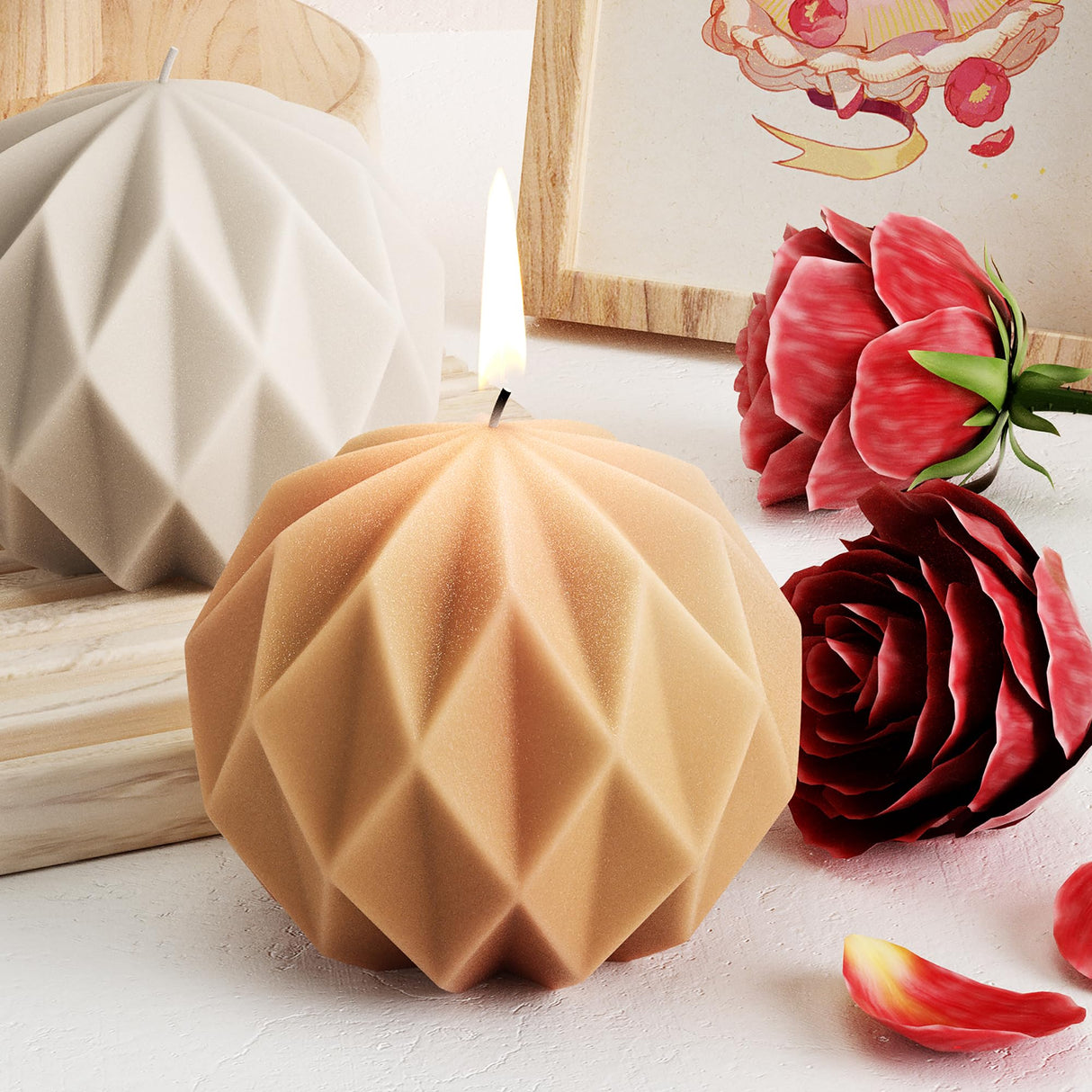 Diamond Ball Mold Ball Candle - Resin Casting Silicone Molds for Home Decor & Candle Making Wave Spiral Mold ESEDAGE