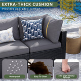 Aoxun 8 Piece Patio Furniture Set with 44” Fire Pit Table Wicker Rattan Patio Sectional Sofa Set Outdoor Seating Furniture with Thickened Cushion, Grey Aoxun