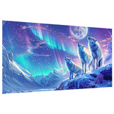 JOOZ Large Diamond Painting Kits for Adults DIY 5D Wolf Diamond Art Kits for Adults Full Drill Aurora Diamond Art Kits Moon Gem Painting Kits for Gift Home Wall Decor 27.5x15.7 Inch JOOZ