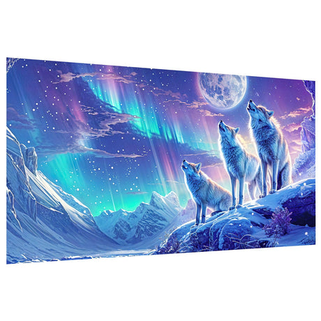 JOOZ Large Diamond Painting Kits for Adults DIY 5D Wolf Diamond Art Kits for Adults Full Drill Aurora Diamond Art Kits Moon Gem Painting Kits for Gift Home Wall Decor 27.5x15.7 Inch JOOZ