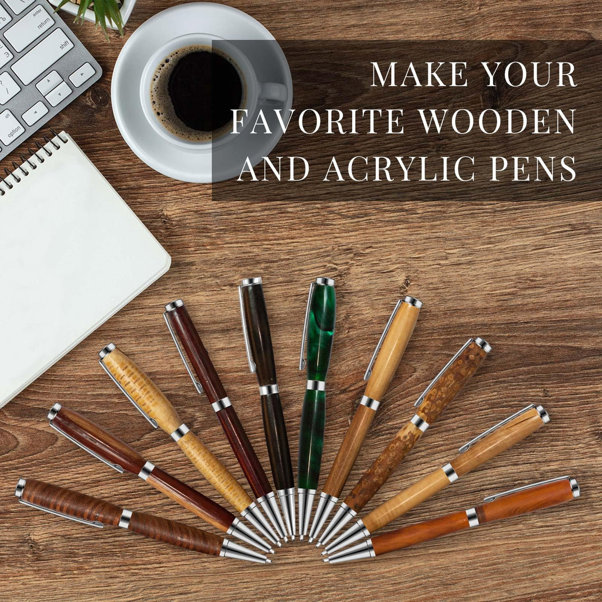 Colarr 10 Pcs Pen Kits for Wood Turning 7mm Slimline Pen Twist Kit with Refill Lathe Turning Supplies for Making Office Classroom Supplies DIY Friend Teacher Student Gifts(Silver) Colarr