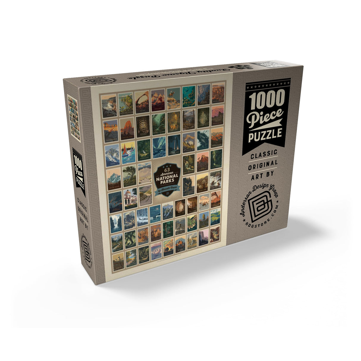 MyPuzzle 63 American National Parks: by Kenneth Crane, Vintage Poster - Premium 1000 Piece Jigsaw Puzzle for Adults MyPuzzle.com