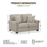 Signature Design by Ashley Gaelon Transitional Loveseat with Nailheads and 2 Accent Pillows, Beige Signature Design by Ashley