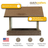 DutchCrafters Poly Hanging Hopper Bird Feeder, Large Hanging Bird Feeder for Outside, Outdoors - Amish American Made (Tudor Brown & Weatherwood) DutchCrafters
