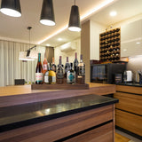 Liquor Bottle Stand - 24 Inch 3 Tier Liquor Bar Bottle Display Shelf, Holds 18 Bottles, Real Wood, No Installation Required (Dark Walnut) Tongmo