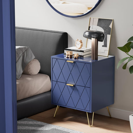 Anbuy Bedroom Sets Navy Blue Sets 3Pcs Large 6 Drawer Dresser and Night Stand Sets for Bedroom, Two Drawers Nightstand Set of 2 & 6 Drawer Dresser Combo 3 Pieces (Navy Blue) Anbuy