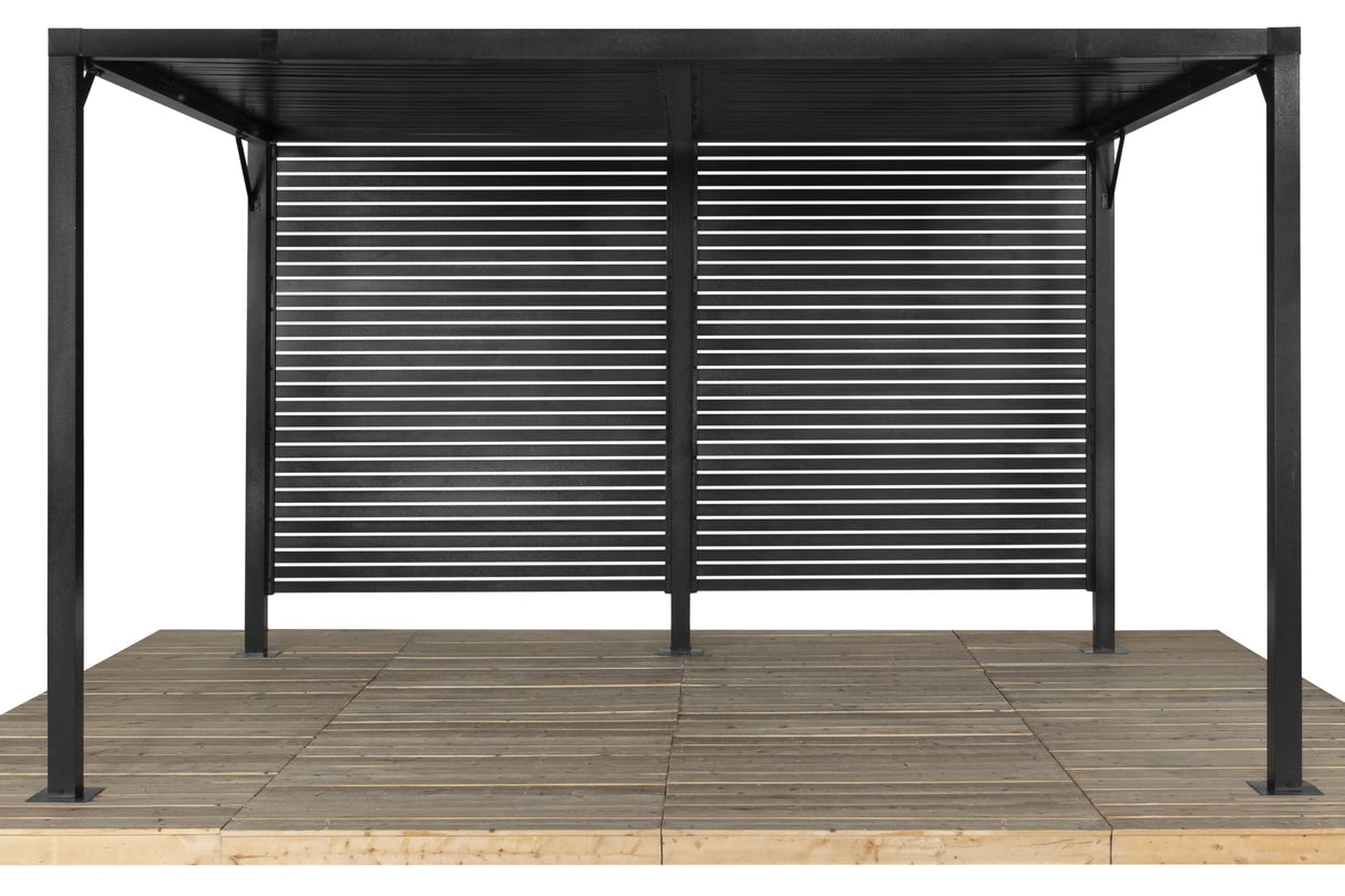 Sojag Meeru 9 ft. x 12 ft. Outdoor Aluminum Pergola with Rustproof Powder-Coated Frame, Welded Anchoring Plates, and Louvered Wall Design for Stylish Backyard Shade and Shelter Sojag