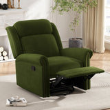 360° Swivel Recliner Chair with Adjustable Backrest, Manual Rocking Recliner Home Theater Manual Recliner Chair with Metal Base and Velvet Fabric for Living Room (Green, 2) JIVOIT