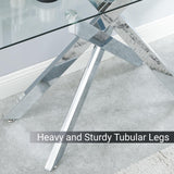 Modern Style Console Table Narrow Sofa Table with Tempered Glass Top and Metal Tubular Legs, 45" Lx18 Wx30 H, Silver Edwin's Choice