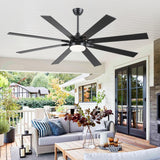 Kviflon 72 Inch Large Ceiling Fans with Lights and Remote, Indoor/Outdoor Black Modern Industrial Ceiling Fan with Light for Living Room Patios Porch, Reversible Quiet Motor, 8 Dual Finish Blades Kviflon