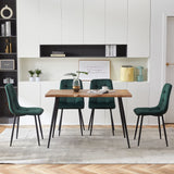 NORDICANA 5-Piece Dining Table Set, 47 in Modern Irregular Rectangle Kitchen Table & 4 Forest Green Velvet Upholstery Side Chairs, Metal Legs, Dining Room Set for 4 NORDICANA