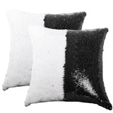 JYFLZQ Sublimation Sequin Pillow Case Blanks 16''x16'' - Set of 2 Black Reversible Flip Sequin Pillow Cushion Covers Personalized for Kids, Friends JYFLZQ
