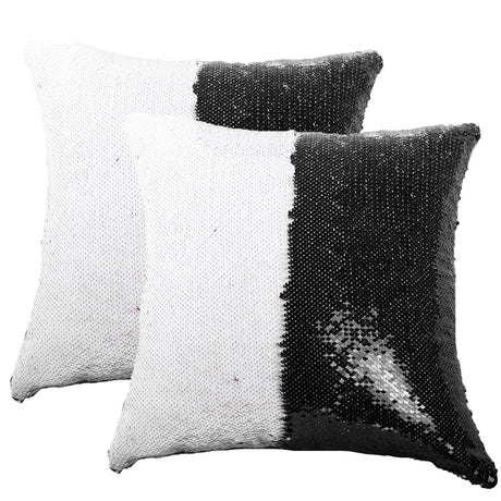 JYFLZQ Sublimation Sequin Pillow Case Blanks 16''x16'' - Set of 2 Black Reversible Flip Sequin Pillow Cushion Covers Personalized for Kids, Friends JYFLZQ