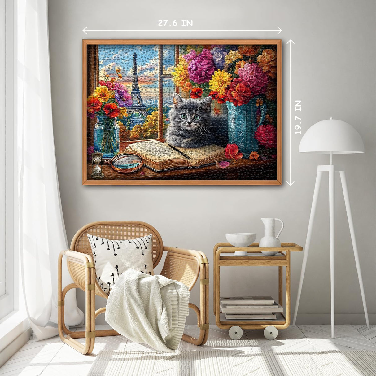PICKFORU Cat Puzzles for Adults 1000 Pieces, Kitty Flower Book Puzzle，Eiffel Tower Kitten Jigsaw Puzzle Scenic, Animals Floral Jigsaw Puzzles for Adults PICKFORU