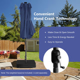 Tangkula 15 Ft Twin Patio Umbrella with 48 LED Lights, Double-Sided Outdoor Umbrella W/ Auto-Charging Solar Panel, Extra-Large Outdoor Market Umbrella W/ Hand-Crank System for Poolside, Garden & Backyard (Navy Blue) Tangkula