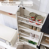 ACCOHOHO 72" Tall Kitchen Pantry, Farmhouse Storage Cabinet with Barn Doors, Organizer, Drawer and Adjustable Shelves, Rustic Wood Cupboard for Kitchen, Dining Room, Bathroom, Off White ACCOHOHO