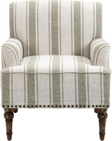 UIXE Stripe Accent Chair, Modern Upholstered Armchair in Fabric for Living Room, Nailhead Trim Club Arm Chair Comfy Single Sofa Bedroom Reading Seat with Wood Legs - Brown UIXE