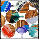 Nuenen 10 Pcs Round Wood Cutting Board with Handle Wooden Serving Board Kitchen Chopping Boards for Pizza, Bread, Cheese, Charcuterie, Fruit, Vegetables (Acacia) Nuenen