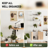 74" Tall Bookshelf with Storage Cabinet, Modern Ladder Shelf with Wood and Metal Frame, Wall Mount Bookcase Open Display Shelf Furniture for Living Room, Bedroom, Home Office, White and Oak INNOD