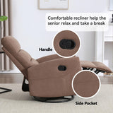 Slim Lazy Boy Recliners for for Adults, Swivel Rocking Chair Recliner with High Back, Small Recliner Chair for Small Spaces, Manual Reclining Chair for Living Room, Adjustable Footrest (Brown) Thctvous