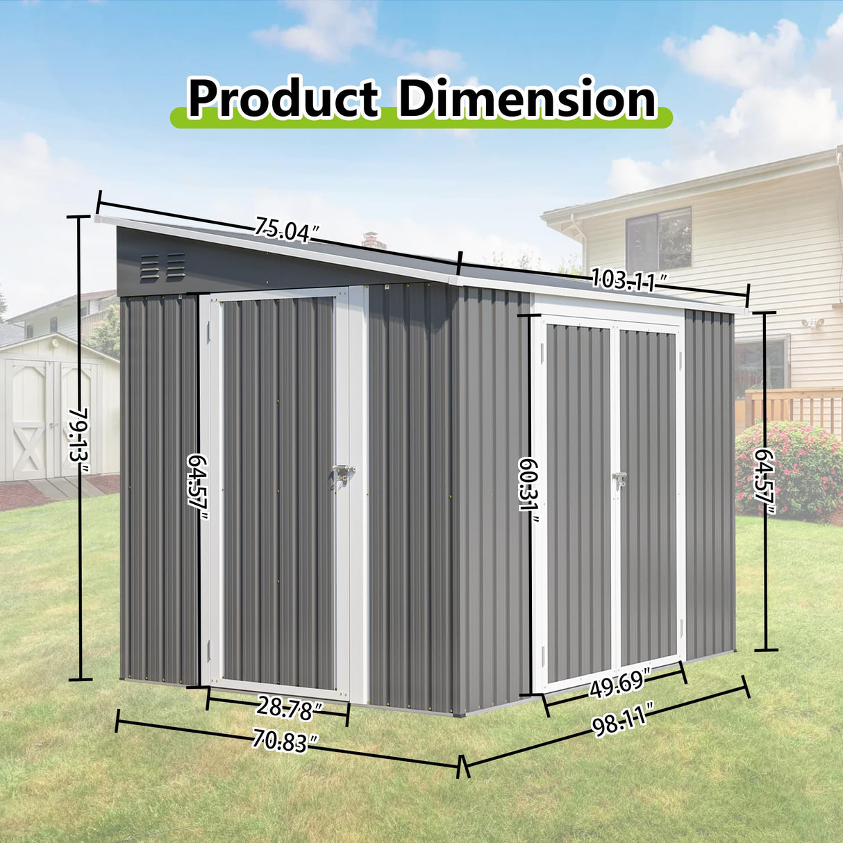 Thanaddo 6x8FT Lean to Shed Metal Outdoor Storage Sheds with Floor Frame,Large Tool&Lawn Mower Shed with Two Lockable Doors for Garden Backyard Patio Storage,Outside Waterproof Storage Shed Thanaddo