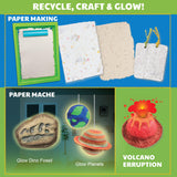 4M Green Science - Paper Making Kit - Recycle and Create Your Own - Paper Making Screen - Green DIY Craft Stem Toys Kit for Kids - Includes Molds, Paints, and Glow-in-The-Dark Features 4M
