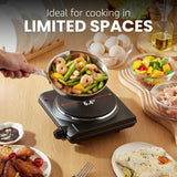 Elite Gourmet ESB-301BF Countertop Single Cast Iron Burner, 1000 Watts Electric Hot Plate, Temperature Controls, Power Indicator Lights, Easy to Clean, Black Elite Gourmet