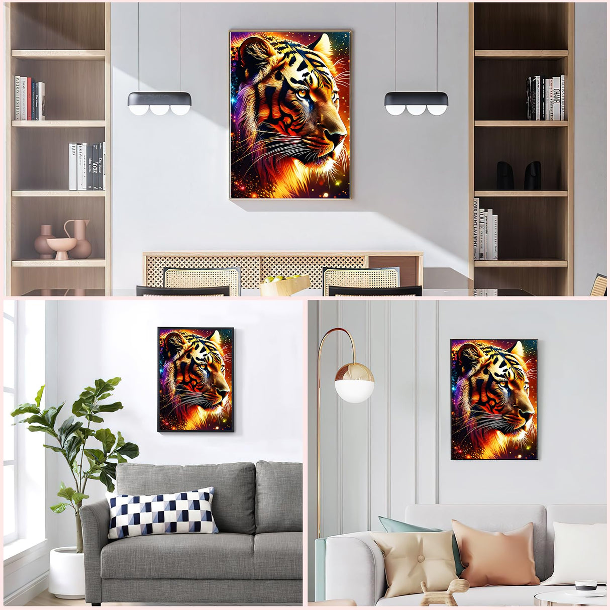 HEIBAGO Tiger Diamond Art Kits for Adults Beginners, 5D Diamond Painting Animal Kits, DIY Full Round Drill Diamond Dots Paintings Picture Gem Art Craft for Home Wall Decor 12x16 Inch HEIBAGO