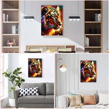 HEIBAGO Tiger Diamond Art Kits for Adults Beginners, 5D Diamond Painting Animal Kits, DIY Full Round Drill Diamond Dots Paintings Picture Gem Art Craft for Home Wall Decor 12x16 Inch HEIBAGO