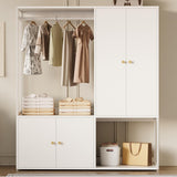 LIKIMIO Wardrobe Closet, White Cabinet with Shelves, Large Armoire Clothing Storage with Hanging Rod for Bedroom, Living/Laundry Room LIKIMIO