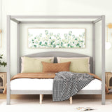 Acosure King Size Canopy Platform Bed with Headboard and Support Legs,Bedroom Wood Bed Frame W/Space Saving,No Box Spring Required,for Girl Boy Kid,Adults,Grey Wash Acosure