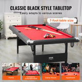 VEVOR Billiards Table, 7 ft Pool Table, Portable Foldable Space-Saving Table, Billiard Table Set Includes Balls, Cues, Chalks and Brush, Black with Red Cloth, Perfect for Family Game Room Kids Adults VEVOR