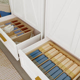 Washsemba 71'' Farmhouse Metal Wardrobe Cabinet with Hanging Rod, 2 Barn Door Wardrobe Closet with Adjustable Shelves,Drawer,for Dining Room,Bedroom,Living Room, Cloak Room,Office (White) Washsemba