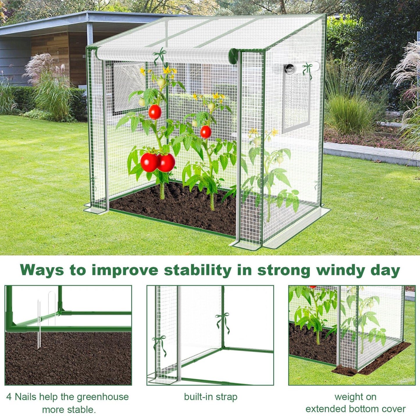 Greenhouse, 47.2”(L) x31.5”(W) x47.2”(H) Greenhouses for Outdoors, Durable Green House Kit with Window, Thicken PE Cover, Green Houses for Indoor Outside，Clear Mini Portable Garden Plant Green House