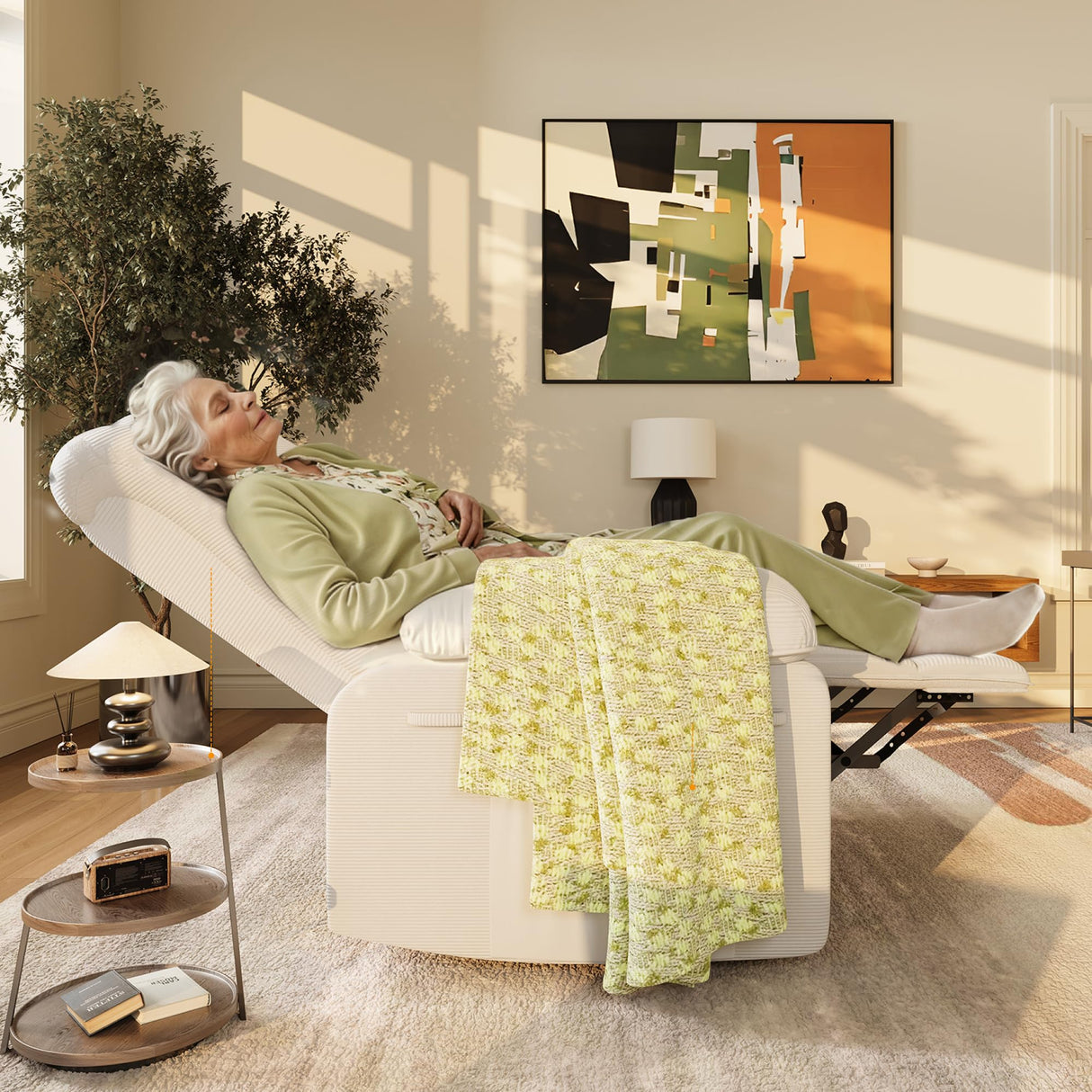 FLEXISPOT Swivel Rocker Recliner Chair for Adults, Massage Recliner Rocking Chair Nursery, 360° Swivel Nursery Glider for Living Room Bedroom, Beige (XRC2) FLEXISPOT