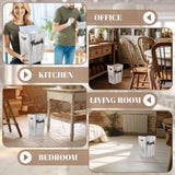 Maxcheck 2 Pcs Farmhouse Bathroom Wood Trash Can, 2 Sizes Rustic Square Wastebasket Bin with Convenient Handle for Bathroom, Kitchen, Bedroom, Office(White) Maxcheck