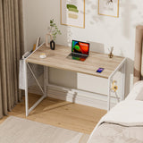 SOROGRA Folding Desk, Small Foldable Desk 39.4 Inch for Small Space, Computer Table Home Office Writing Desk with Storage Bag Headphone Hook, Easy Assembly, Oak SOROGRA